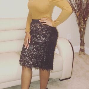 Elegant Black Sequin Skirt